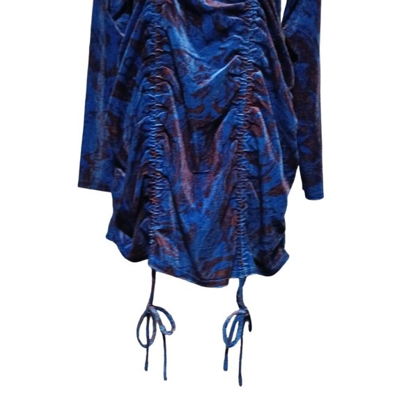 Wild Fable Dress Womens Size XXL Blue Purple Velvet Long Sleeve Ruched Bodycon - Picture 2 of 11